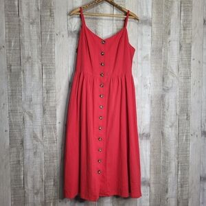 Reitmans Signature Elegant Red Button-Down Dress. Cotton Blend. Size Large